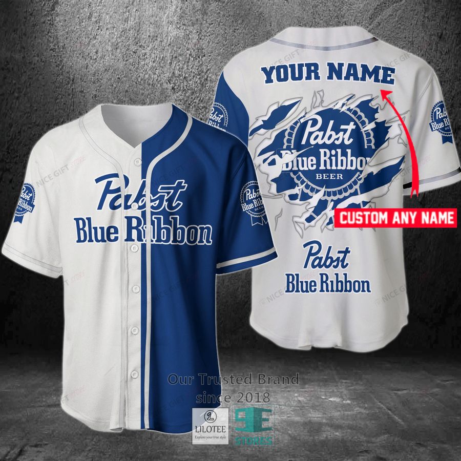 Pabst Blue Ribbon Your Name Blue white Baseball Jersey