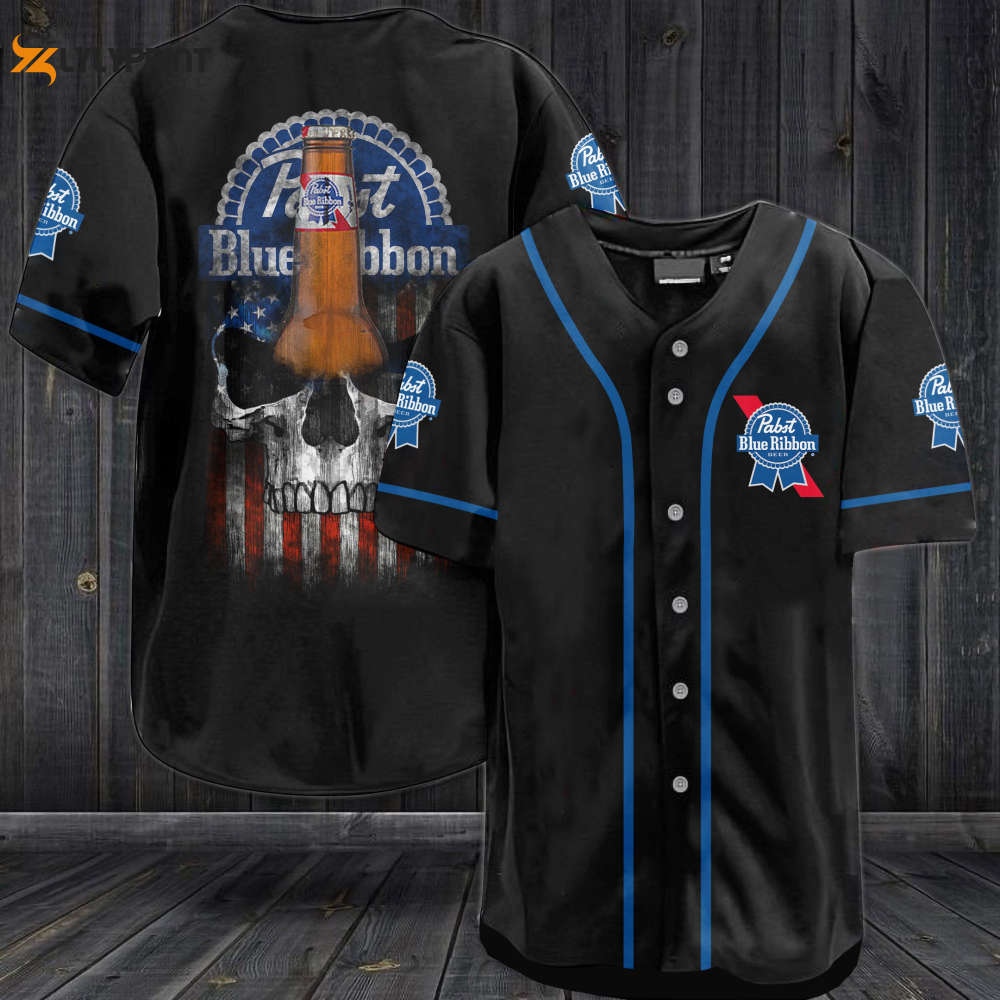 Pabst Blue RiUSA Flag Skull All Over Print Unisex Baseball Jersey - lylyprint.com T-Shirts, Hoodie, Sweatshirt