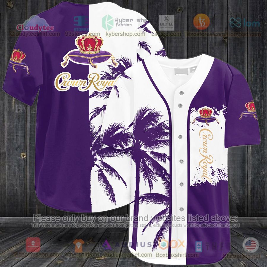HOT Palm Tree Crown Royal white purple Baseball Jersey Shirt
