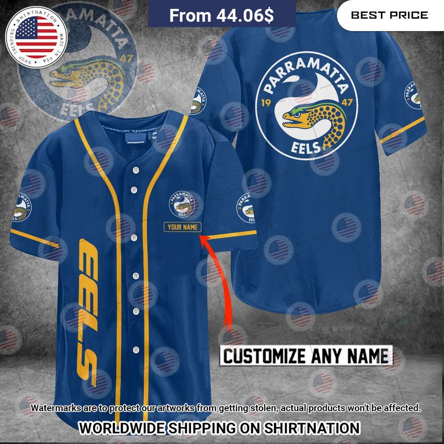 Parramatta Eels Custom Name Baseball Jersey