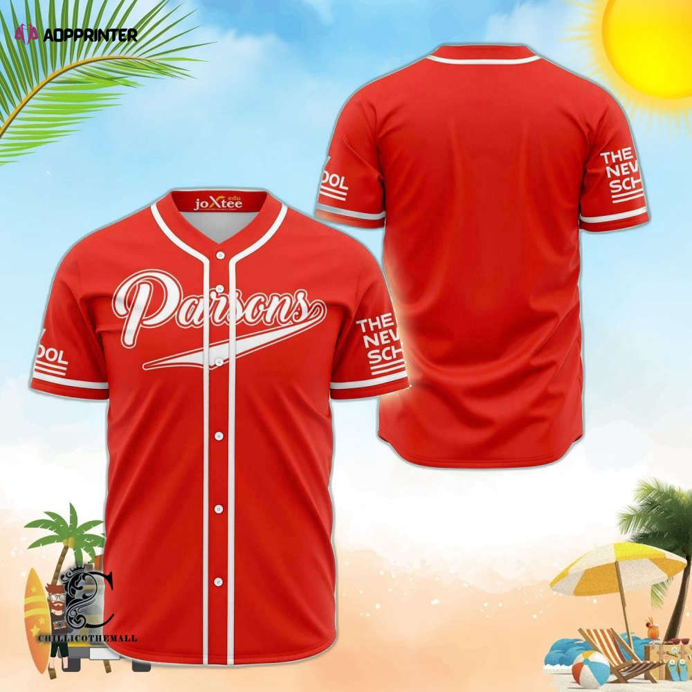 Parsons The New School Red Baseball Jersey - Aopprinter T-Shirts, Hoodie, Sweatshirt | WearSparks.com (Image 1)