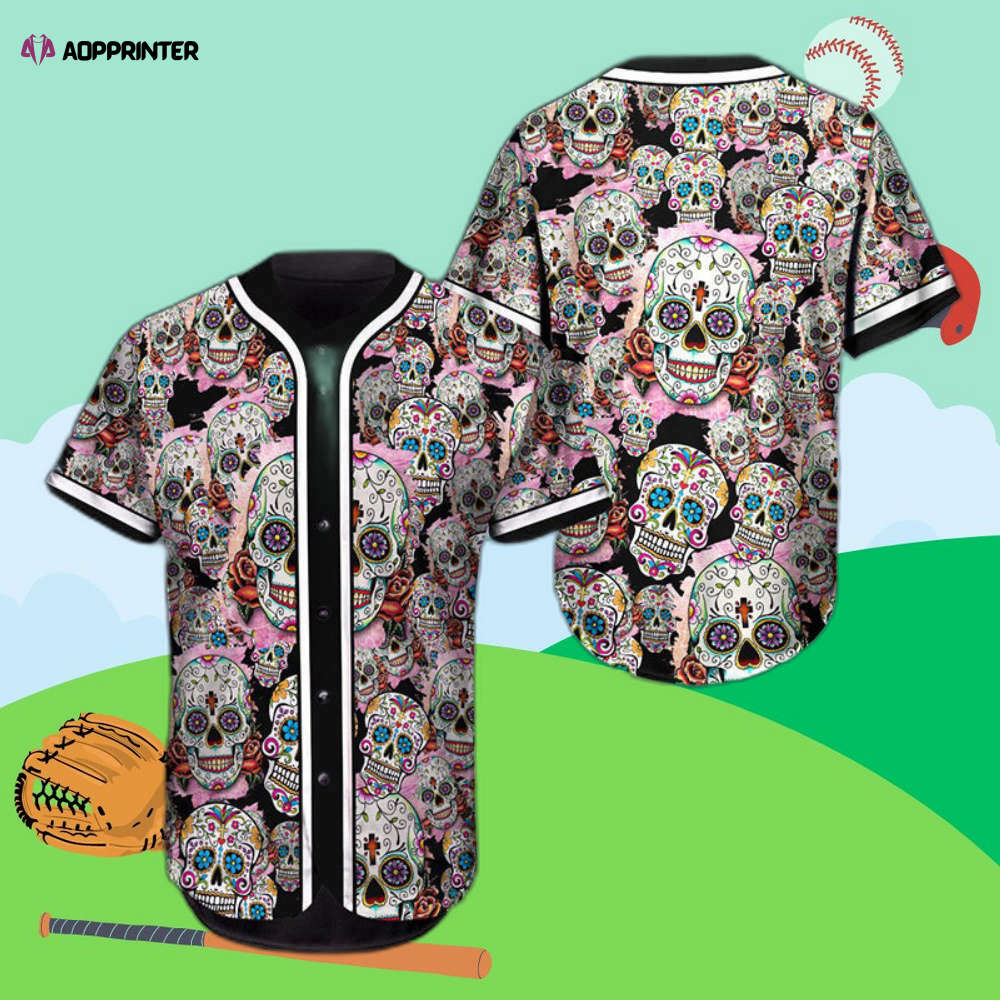 Pattern Color Sugar Skull Baseball Jersey - Aopprinter T-Shirts, Hoodie, Sweatshirt | WearSparks.com (Image 1)