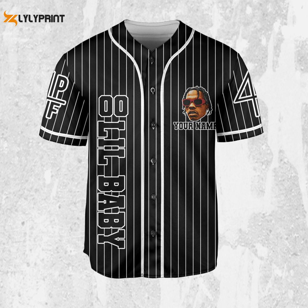 Personalize Lil Baby Black Color Jersey, Lil Baby Baseball Jersey, Lil Baby Rap Jersey - lylyprint.com... (Image 2)