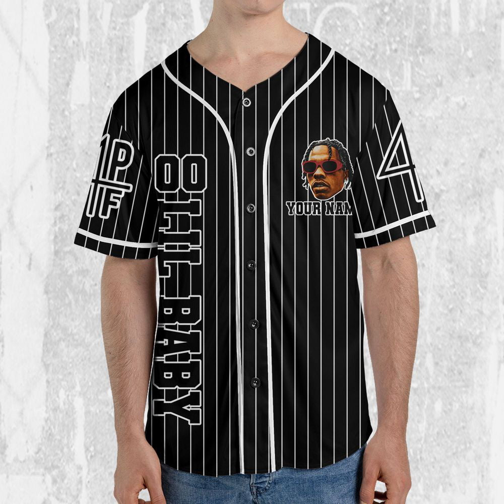 Personalize Lil Baby Black Color Jersey, Lil Baby Baseball Jersey, Lil Baby Rap Jersey - lylyprint.com... (Image 4)