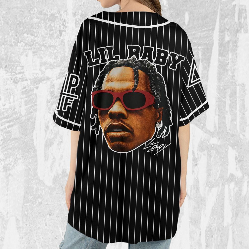 Personalize Lil Baby Black Color Jersey, Lil Baby Baseball Jersey, Lil Baby Rap Jersey - lylyprint.com... (Image 5)