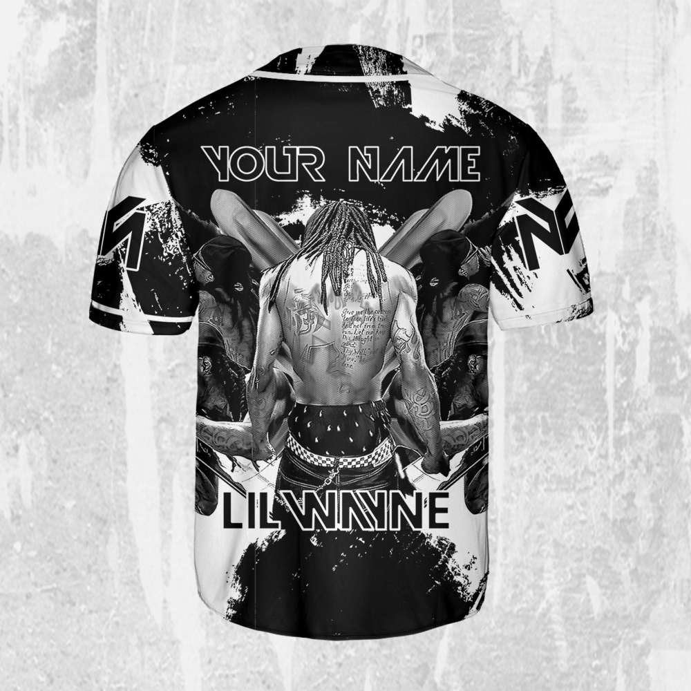 Personalize Lil Wayne Rapper Grunge Black And White Color Jersey, Custom Baseball Jersey, Lil Wayne Shirt,Lil Wayne Rap Shirt,Music Jersey