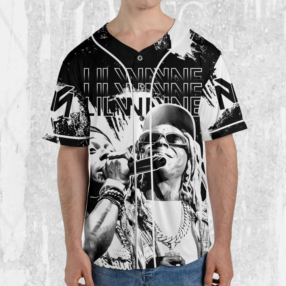Personalize Lil Wayne Rapper Grunge Black And White Color Jersey, Custom Baseball Jersey, Lil Wayne Shirt,Lil Wayne Rap Shirt,Music Jersey