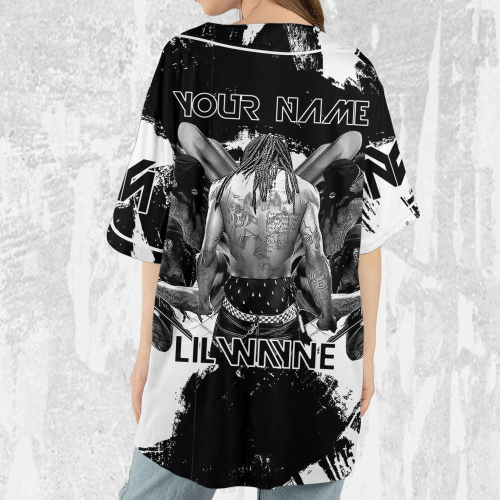 Personalize Lil Wayne Rapper Grunge Black And White Color Jersey, Custom Baseball Jersey, Lil Wayne Shirt,Lil Wayne Rap Shirt,Music Jersey