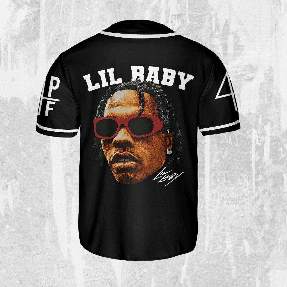 Personalize Retro Lil Baby Black Jersey, Lil Baby Baseball Jersey, Lil Baby Rap Jersey Shirt, 4PF Shirt, Music Baseball Jersey
