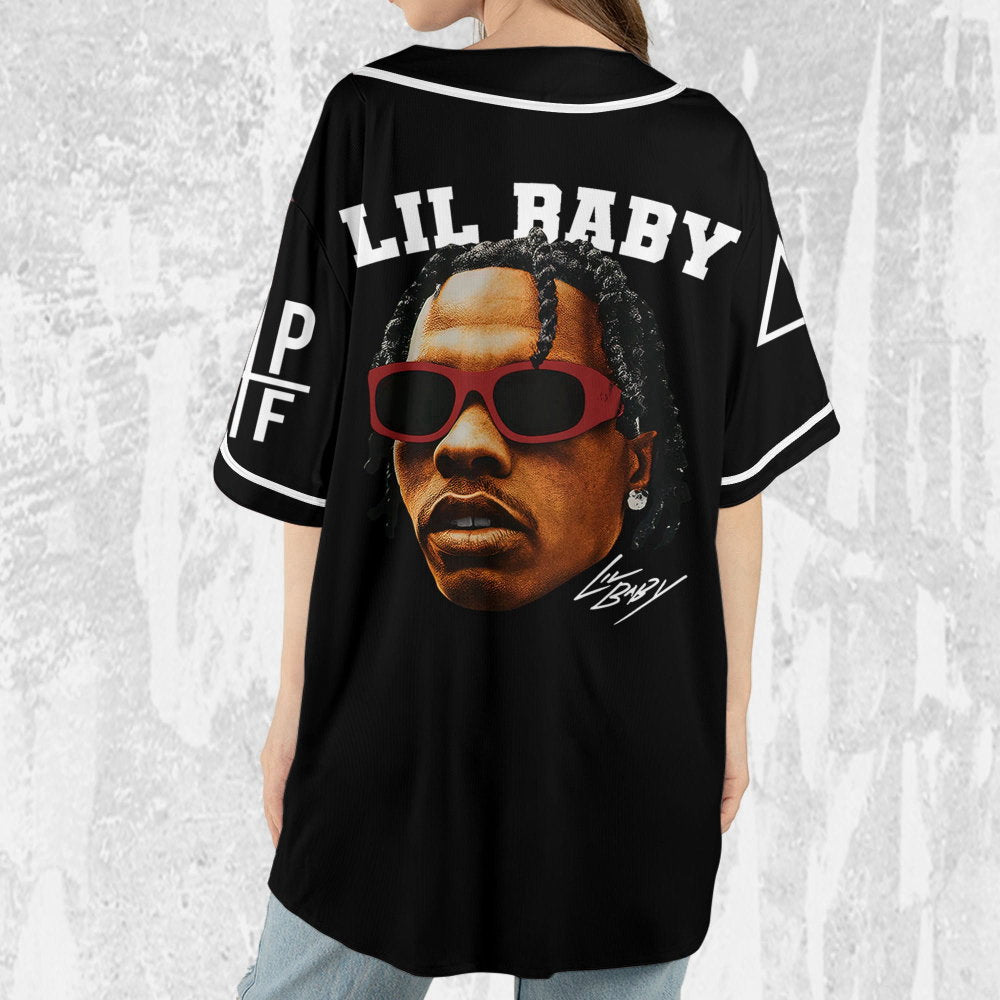 Personalize Retro Lil Baby Black Jersey, Lil Baby Baseball Jersey, Lil Baby Rap Jersey Shirt, 4PF Shirt, Music Baseball Jersey
