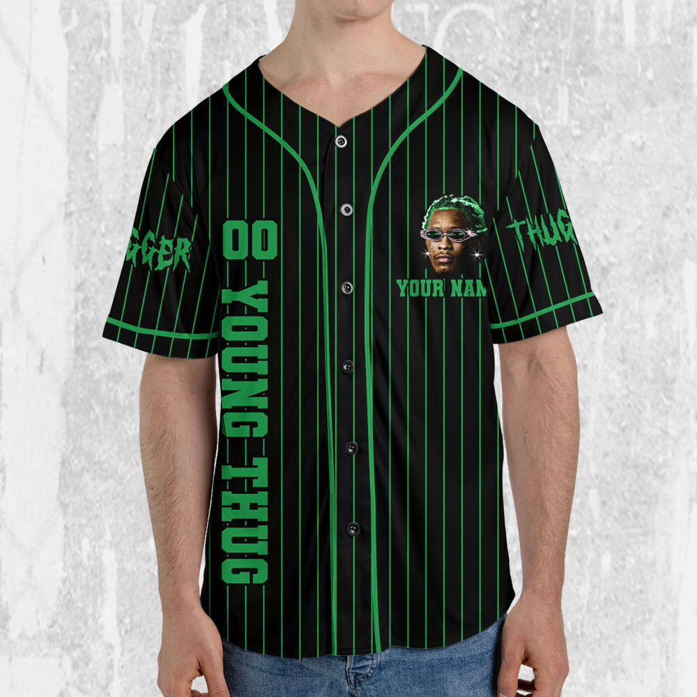 Personalize Young Thug Black And Green Jersey, Young Thug Baseball Jersey - lylyprint.com T-Shirts, Hoodie,... (Image 3)