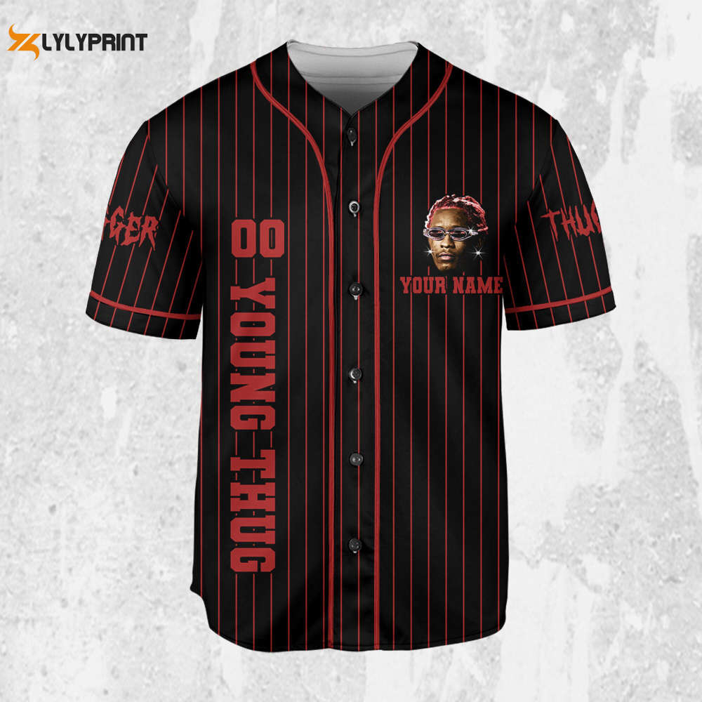 Personalize Young Thug Black And Red Jersey, Young Thug Baseball Jersey - lylyprint.com T-Shirts, Hoodie,... (Image 2)