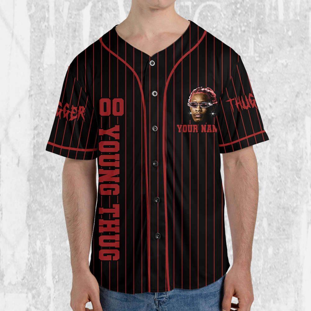 Personalize Young Thug Black And Red Jersey, Young Thug Baseball Jersey - lylyprint.com T-Shirts, Hoodie,... (Image 4)
