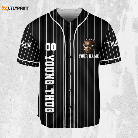 Personalize Young Thug Black And White Jersey, Young Thug Baseball Jersey - lylyprint.com T-Shirts, Hoodie,... (Image 1)