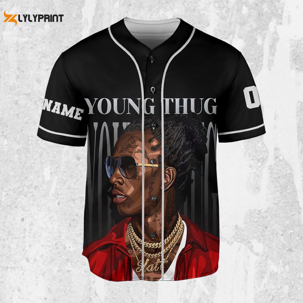 Personalize Young Thug Cool Black And Red Jersey, Young Thug Baseball Jersey - lylyprint.com T-Shirts, Hoodie,... (Image 1)