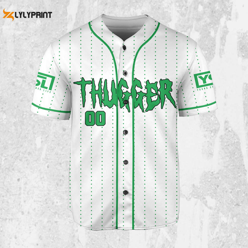 Personalize Young Thug Thugger Green Jersey, Young Thug Baseball Jersey - lylyprint.com T-Shirts, Hoodie,... (Image 2)