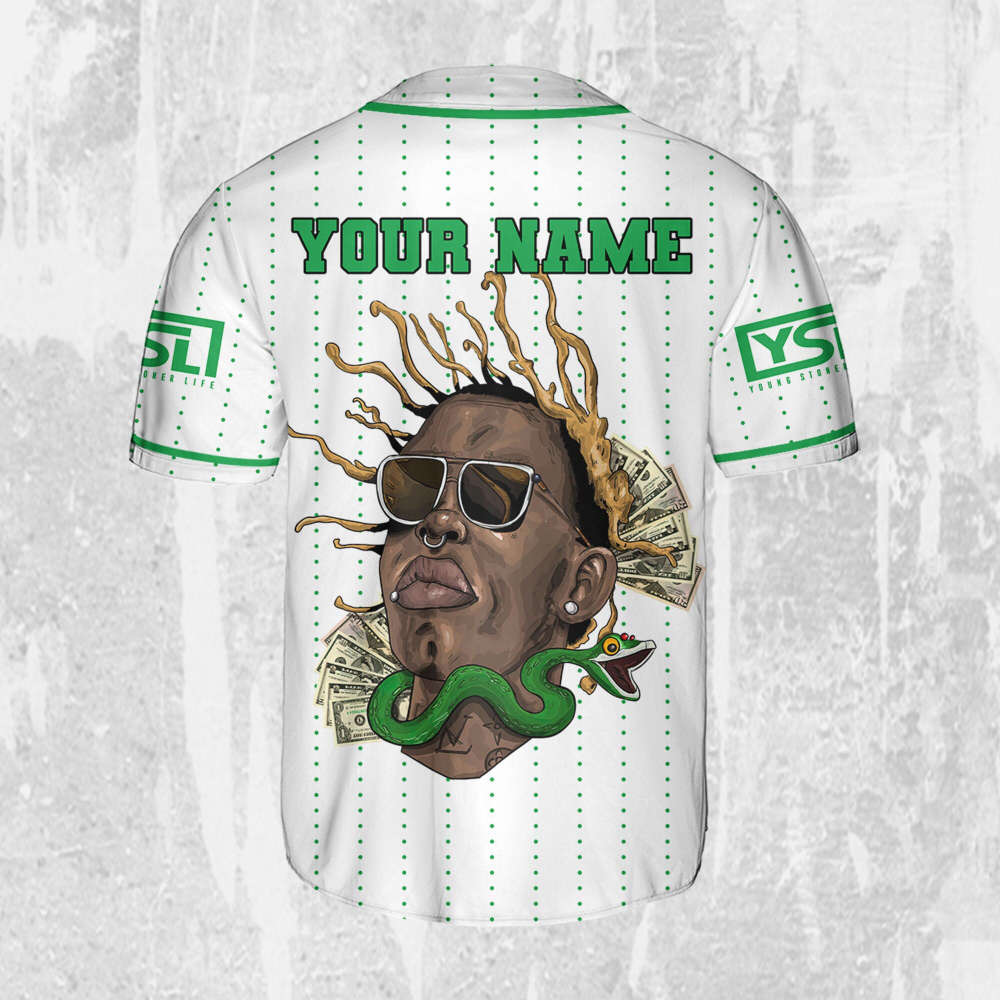 Personalize Young Thug Thugger Green Jersey, Young Thug Baseball Jersey - lylyprint.com T-Shirts, Hoodie,... (Image 3)