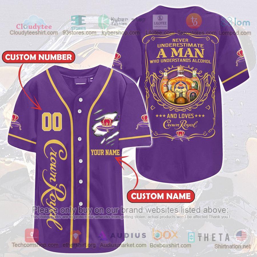 HOT A Man Who Understands Alcohol Loves Crown Royal Custom Name Baseball Jersey Shirt