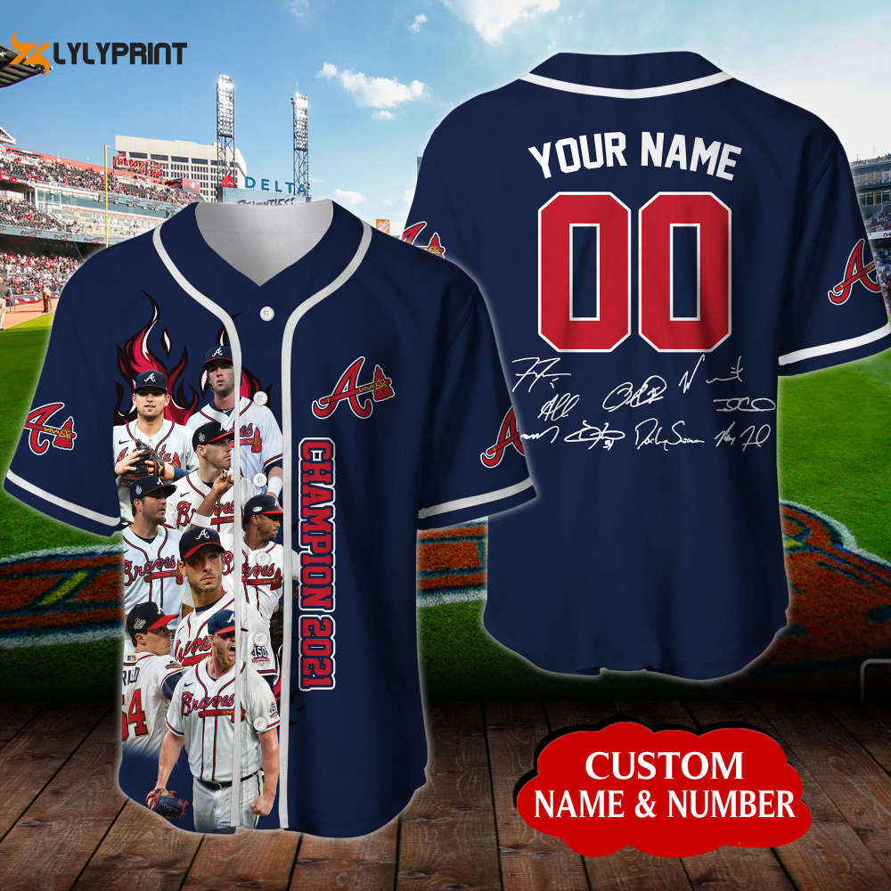 Personalized Atlanta Braves Signatures All Over Print 3D Baseball Jersey - Navy - lylyprint.com T-Shirts, Hoodie, Sweatshirt