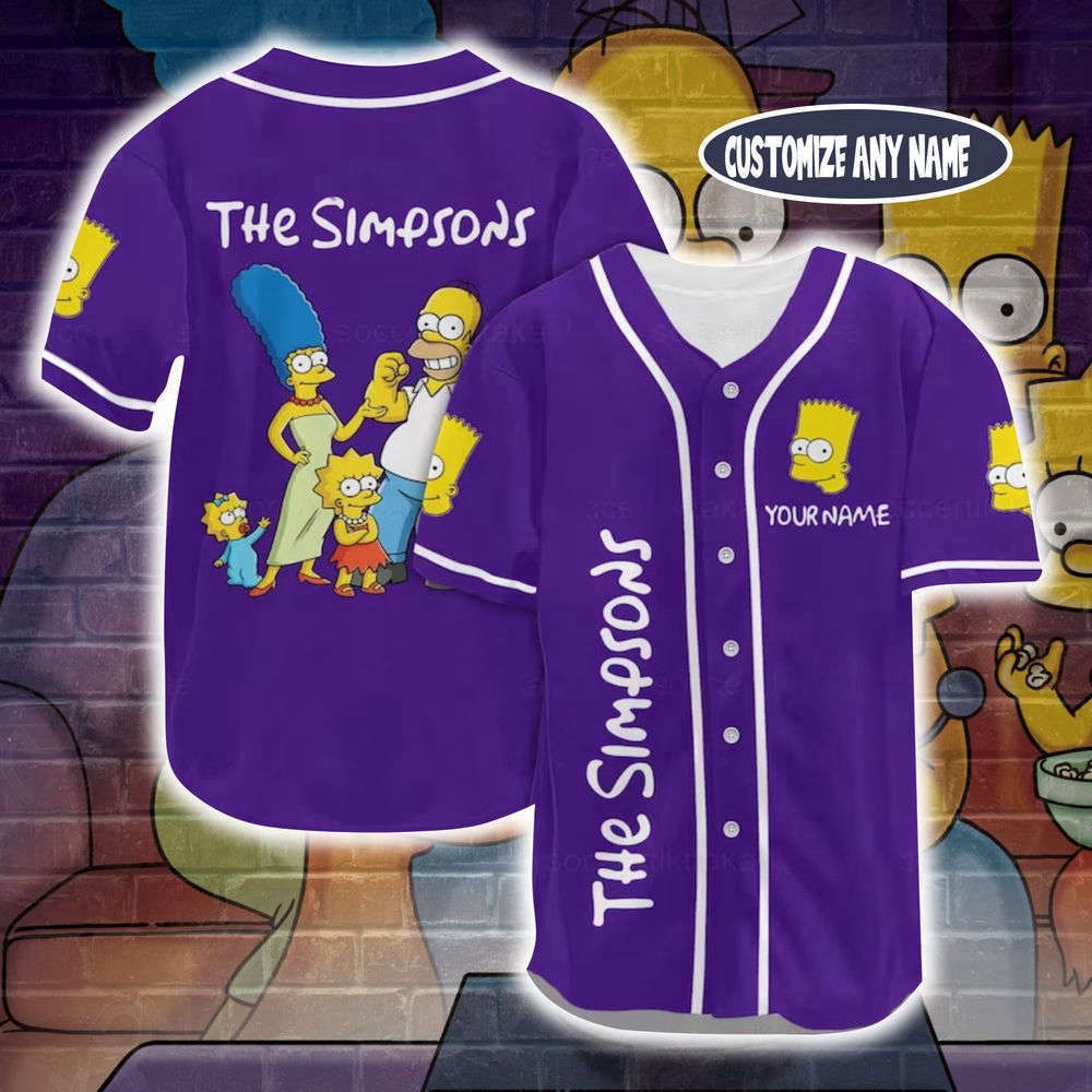 Personalized Bart Simpson Baseball Jersey, Bart Simpson Jersey Shirt (Image 4)