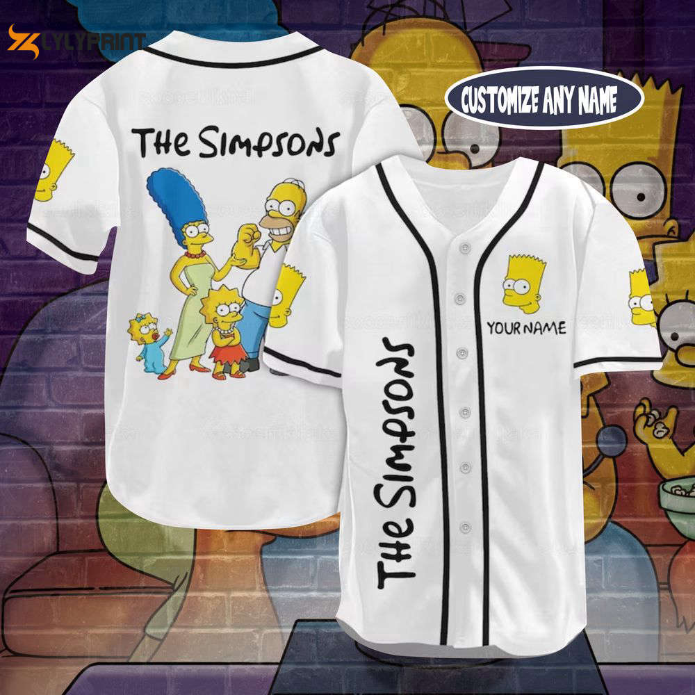 Personalized Bart Simpson Baseball Jersey, Bart Simpson Jersey Shirt (Image 1)