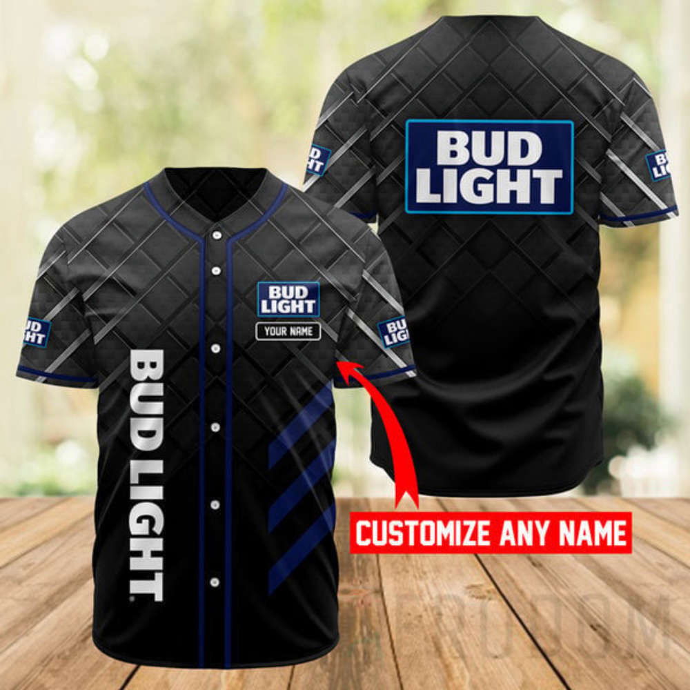 Personalized Black Bud Light Baseball Jersey - Aopprinter T-Shirts, Hoodie, Sweatshirt | WearSparks.com (Image 2)