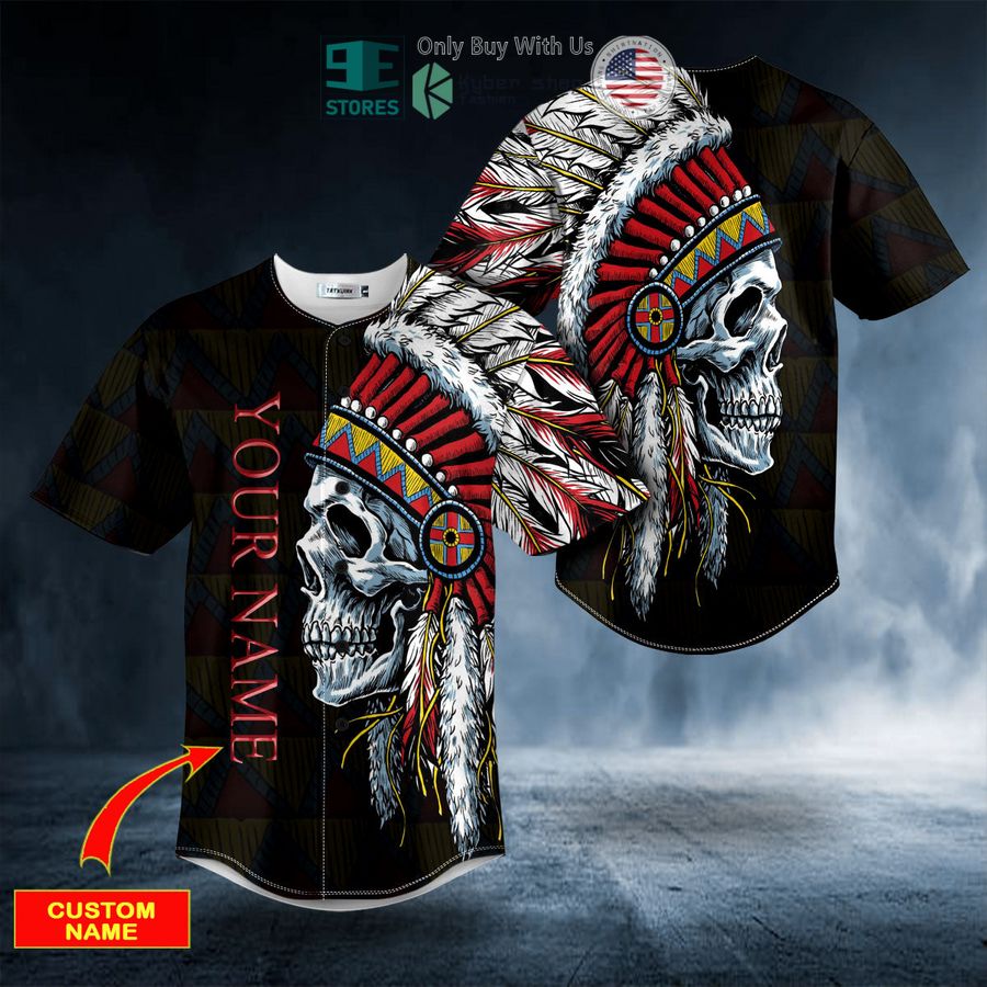 BEST Personalized Black Native Skull Custom Baseball Shirt