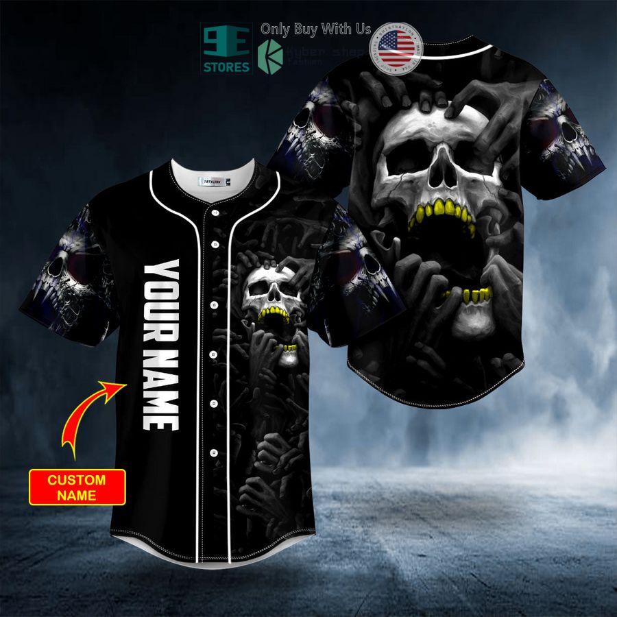 BEST Personalized Black Red Dragon King Skull Custom Baseball Shirt