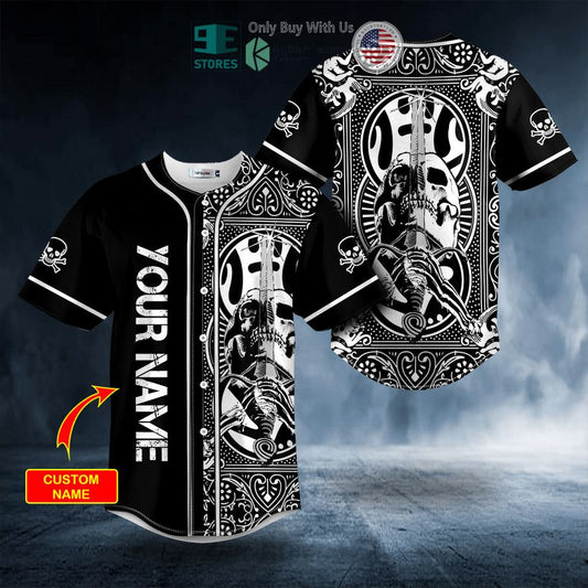 BEST Personalized Black White Ray Bones Sword Skull Custom Baseball Shirt
