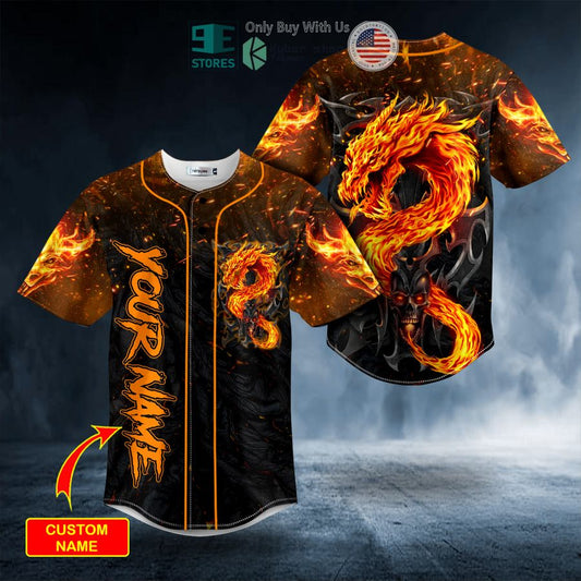 BEST Personalized Blast Dragon Fire Skull Custom Baseball Jersey