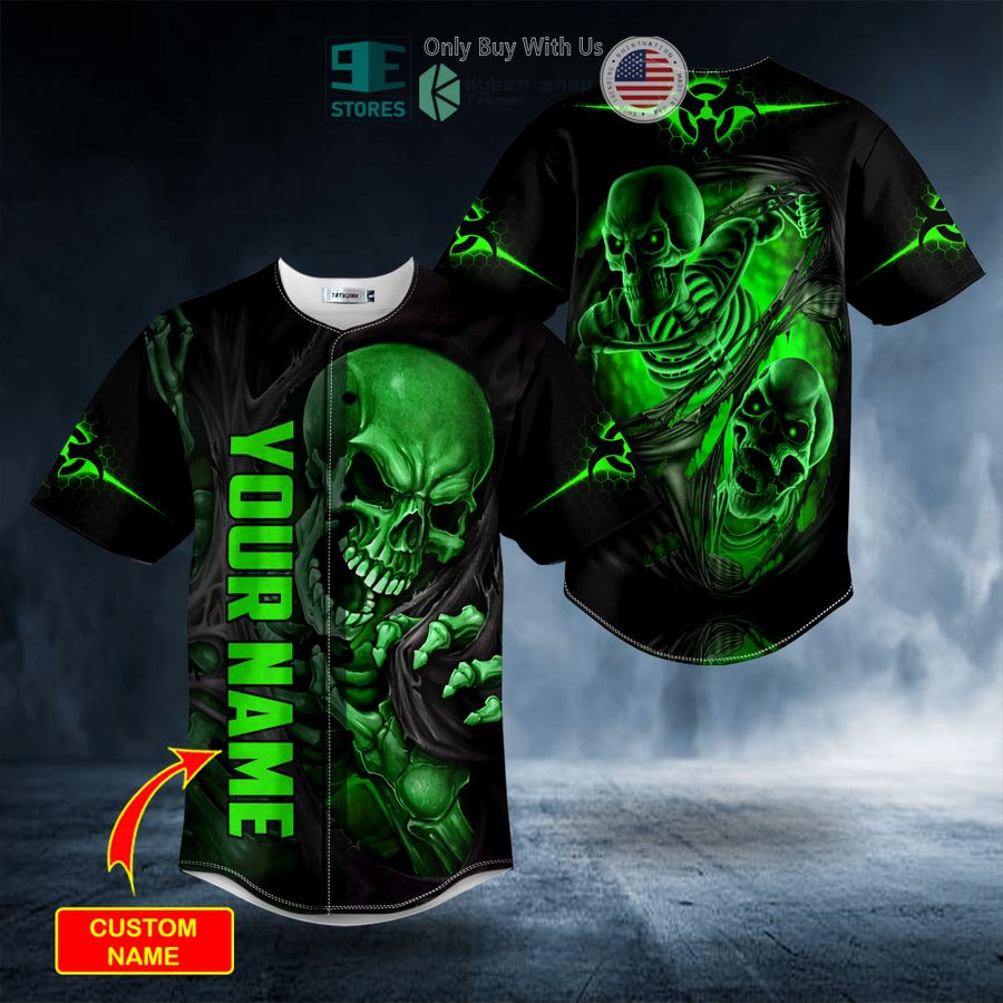 BEST Personalized Blood Drip Skeleton Green Skull Custom Baseball Jersey