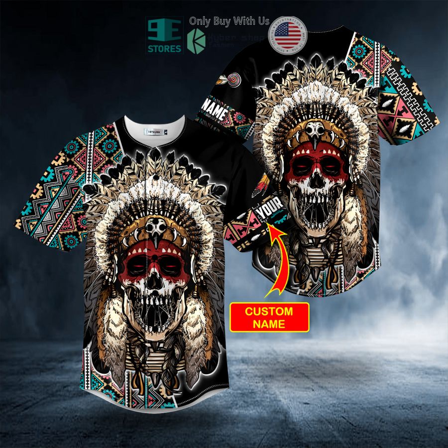 BEST Personalized Brocade Native Skull pattern Custom Baseball Jersey