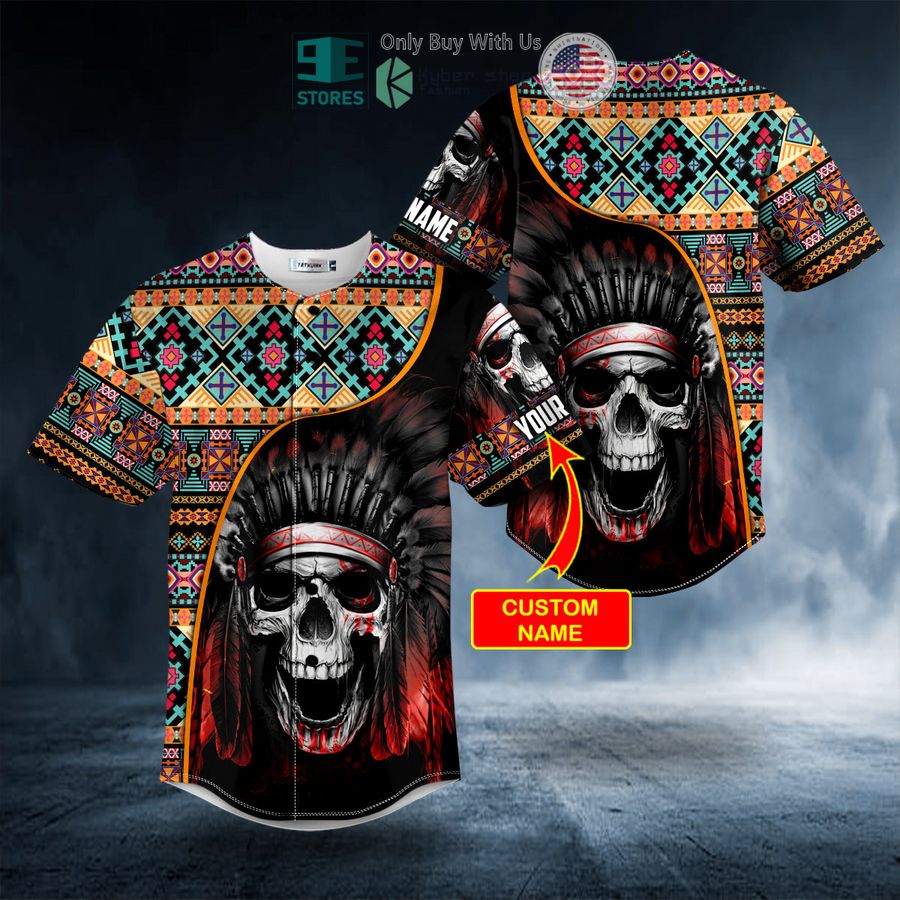 BEST Personalized Brocade Pattern Native Skull multicolor Custom Baseball Jersey