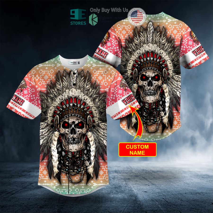 BEST Personalized Brocade Pattern Native Skull pink Custom Baseball Jersey
