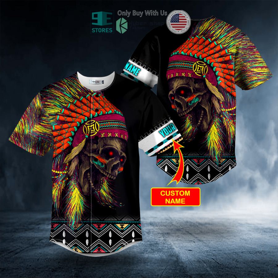 BEST Personalized Brocade Pattern Native Skull colorful Custom Baseball Jersey