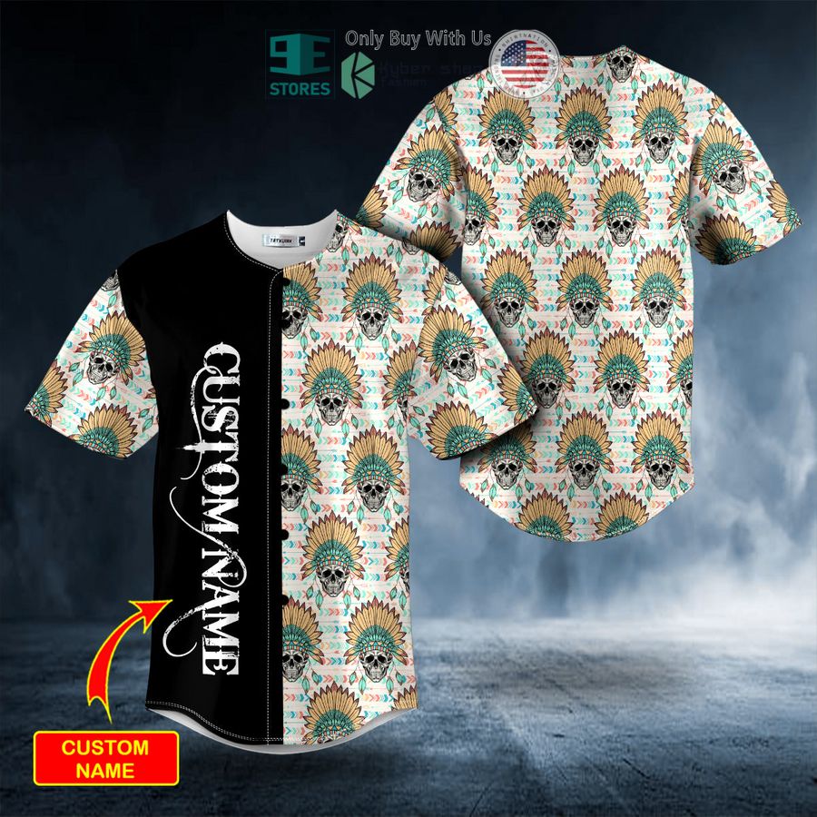 BEST Personalized Native Skull Brocade Pattern Custom Baseball Jersey
