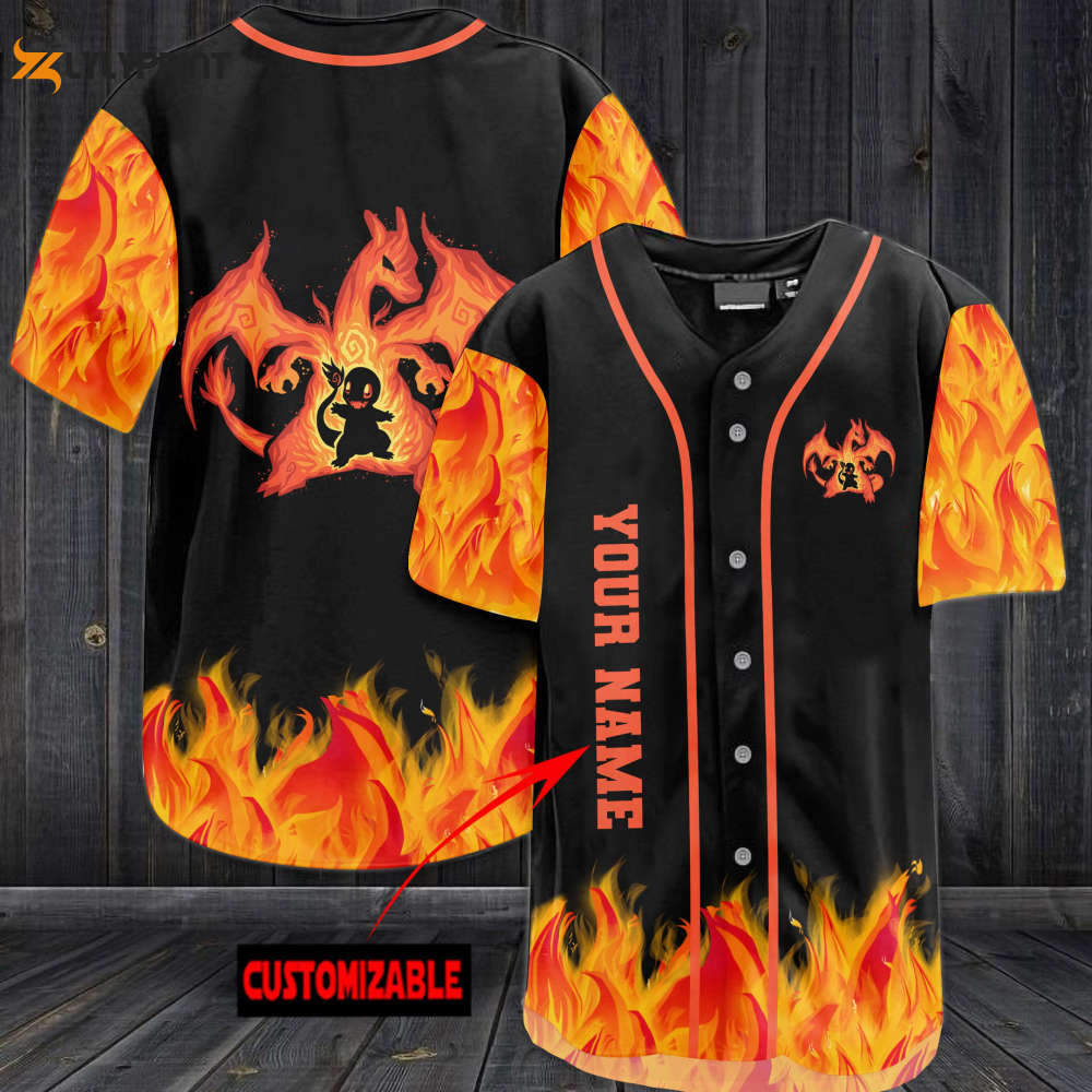 Personalized Charizard Fire Baseball Jersey - lylyprint.com T-Shirts, Hoodie, Sweatshirt | WearSparks.com