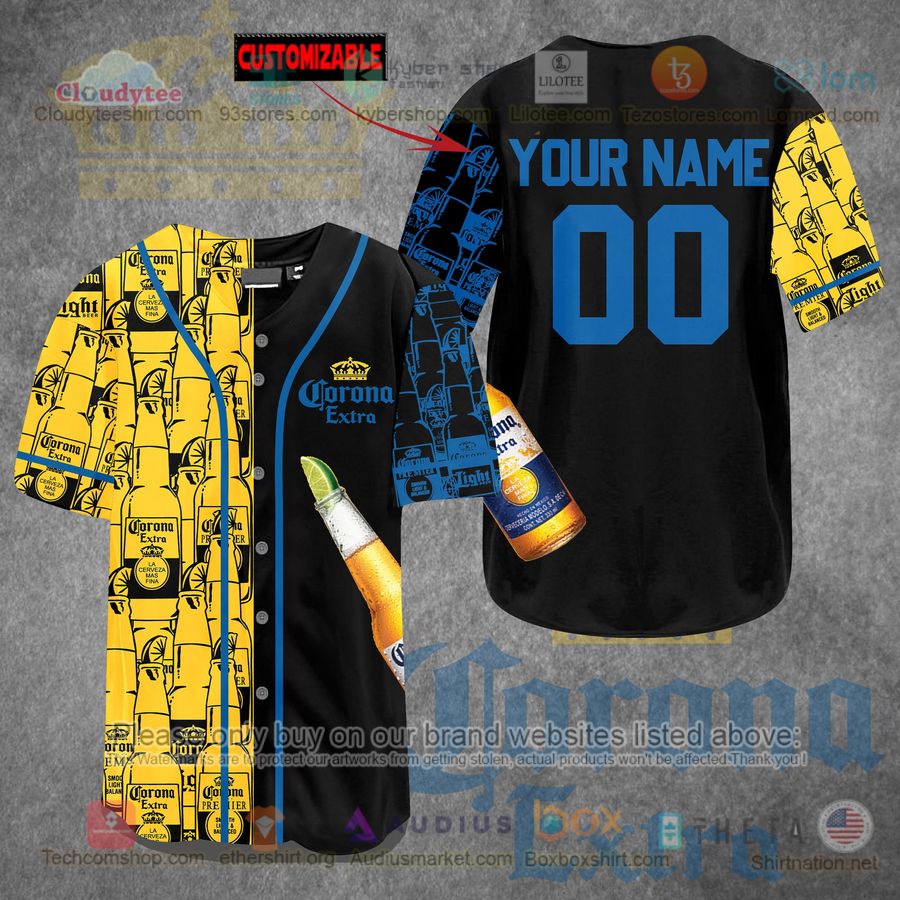 HOT Corona Extra yellow black Custom Name Baseball Jersey Shirt