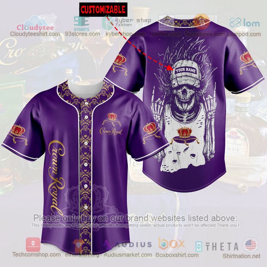 HOT Crown Royal hip hop skull Custom Name Baseball Jersey Shirt