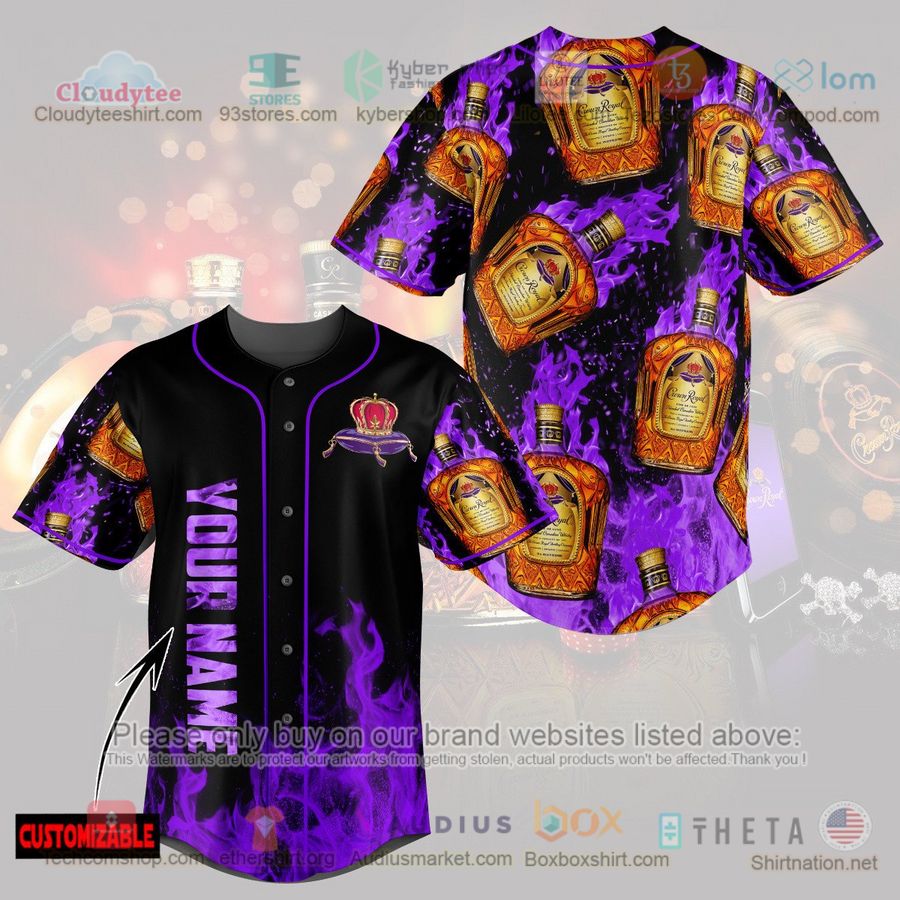 HOT Crown Royal purple fire Custom Name Baseball Jersey Shirt