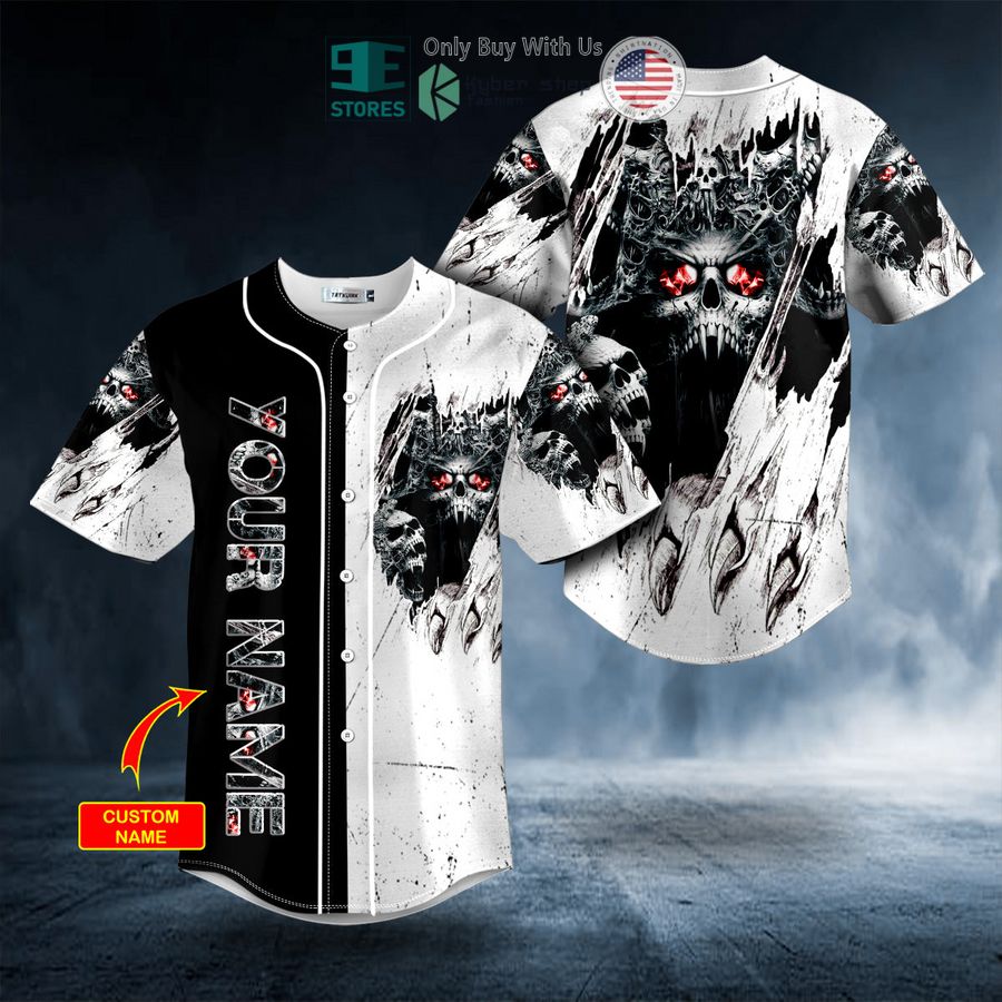 BEST Personalized Dark Hell Skull Scratch Custom Baseball Shirt