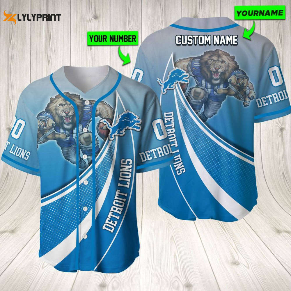 Personalized Detroit Lions Baseball Jersey Baseball Jersey Mascot Gift For Men Women - lylyprint.com T-Shirts,... (Image 1)