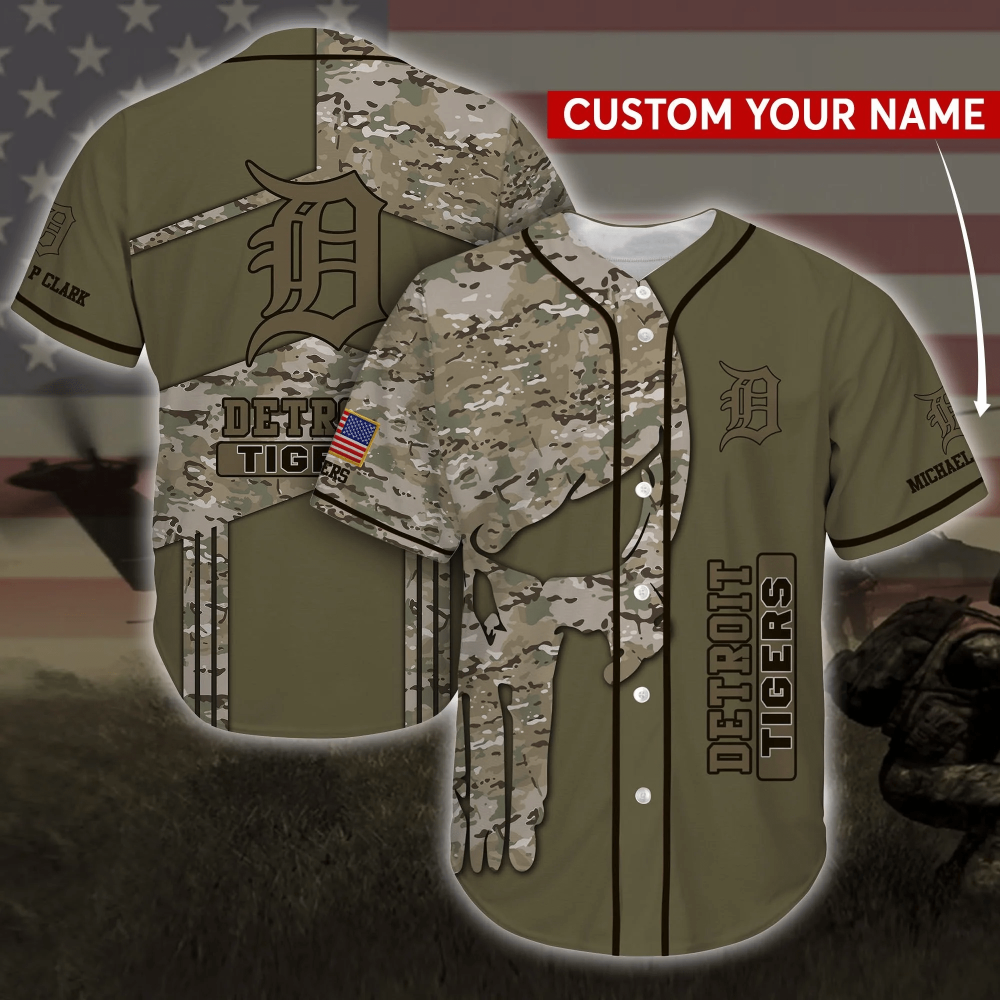 Personalized Detroit Tigers MLB Camo Baseball Jersey Shirt FVJ
