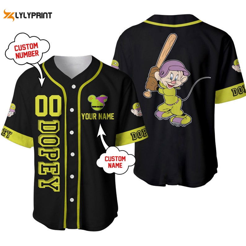 Personalized Dopey Dwarf Snow White Playing Baseball All Over Print Baseball Jersey - lylyprint.com T-Shirts, Hoodie,...