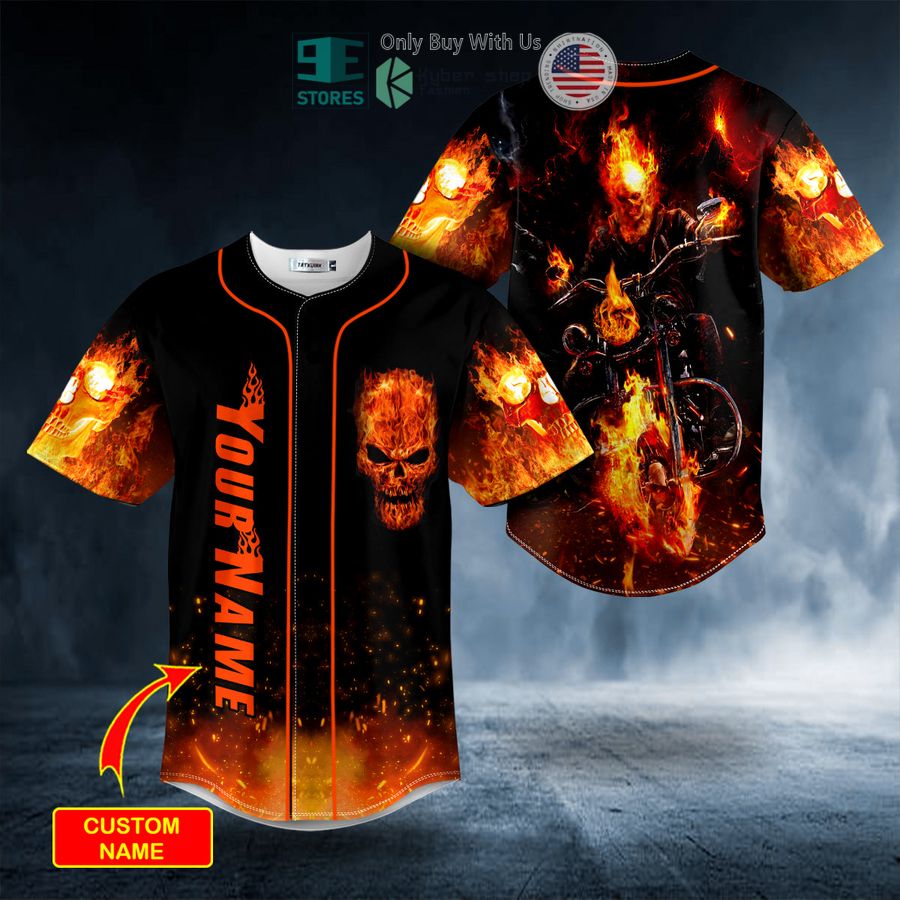 BEST Personalized Fire Ghost Racer Skull Custom Baseball Jersey