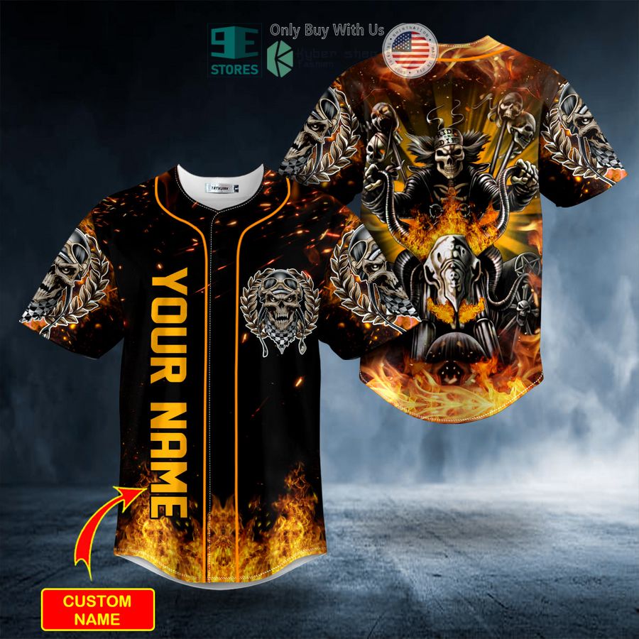 BEST Personalized Fire Ghost Rider Skull Custom Baseball Jersey