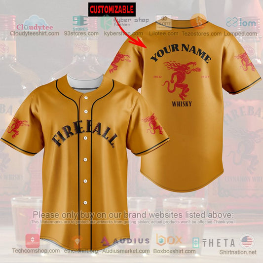 HOT Fireball Whisky Custom Name Baseball Jersey Shirt