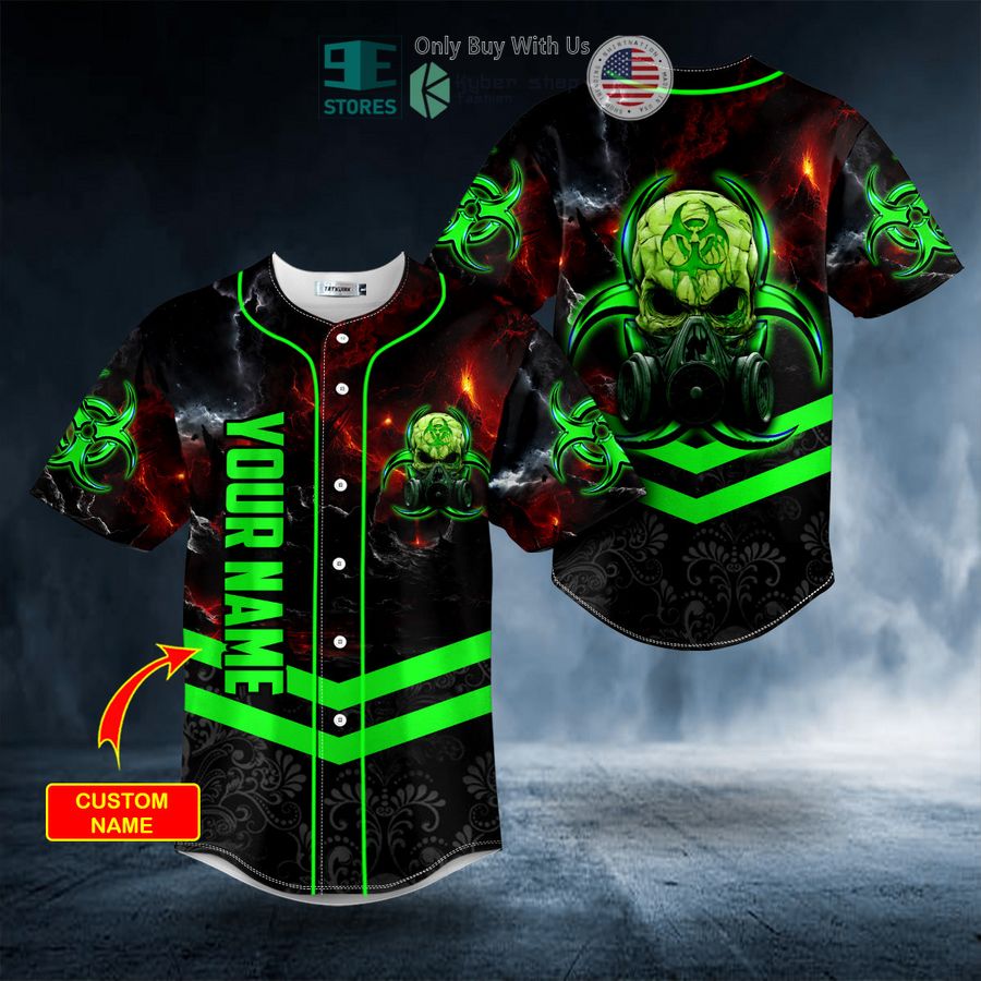 BEST Personalized Green Biohazard Skull Custom Baseball Shirt