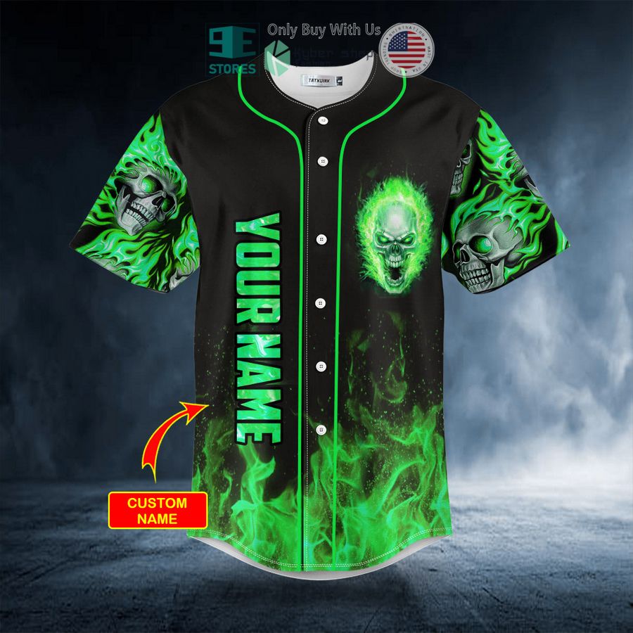 BEST Personalized Green Ghost Skull Custom Baseball Shirt