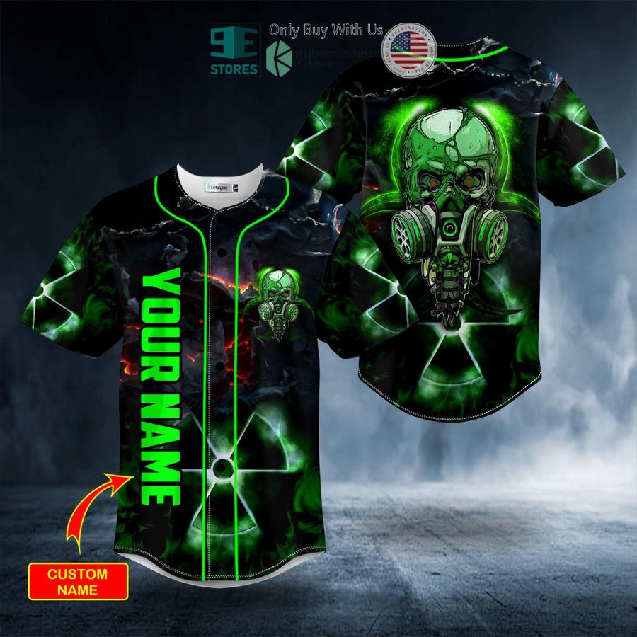 BEST Personalized Green Neon Biohazard Skull Custom Baseball Jersey